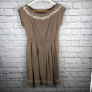 Anthropologie Burning Torch tan dress with beading
